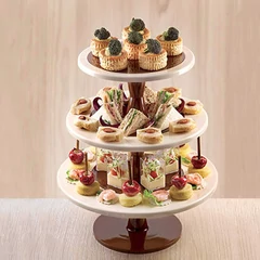 Barna állvány süteménynek, muffinoknak, 3 szintes - Silikomart