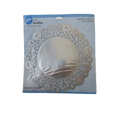 Ezüst csipkézett papírok, 25cm, 6 db. - Wilton