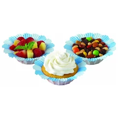 Virág alakú kékes muffin papírok, 12 db. - Wilton