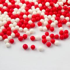 Piros és fehér cukorgyöngy 7mm, 1 kg - Lumea
