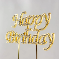 "Happy Birthday" arany strassz beszúró