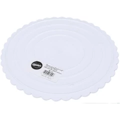 Csipkézett, fehér, kerek torta tányér, 25 cm - Wilton