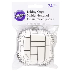fehér muffin papírok fekete vonalakkal 24 db. - Wilton
