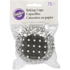 Muffin papír fekete, fehér körökkel, 75 db. - Wilton