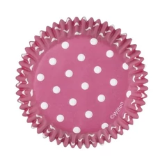 Lila muffin papr fehér körökkel 75 db. - Wilton