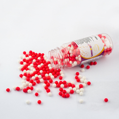 Piros és fehér cukorgyöngy, 7mm, 130g - Lumea