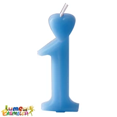 1-es kék szám gyertya, 10 db. - Lumea