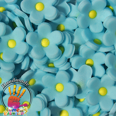 Világos kék hajlított virágocskák szett cukormasszából, 270 db. - Lumea
