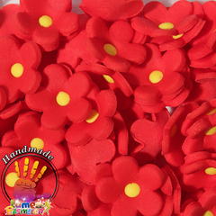 Piros színű hajított virágocskák szett cukormasszából, 270 db. - Lumea