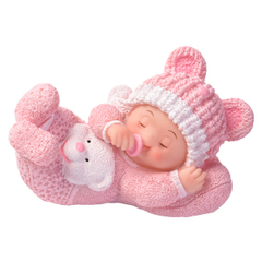 Kisbaba keresztelő tortadísz, rózsaszín, 7x5.5x7cm - Modecor