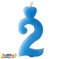 2-es kék szám gyertya, 10 db. - Lumea