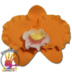 Narancssárga Orhidea Cattleya szett cukormasszából, 16 db. - Lumea