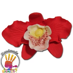 Piros Orchidea Cattleya szett cukromasszából, 16 db. - Lumea