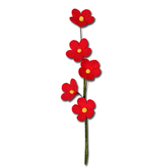 Ágacska piros virágokkal cukormasszából - Lumea