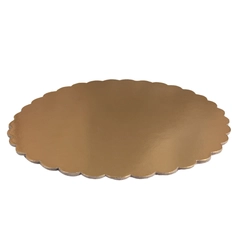 Csipkézett arany színű vastag kerek tortaalátét karton, 50cm - Lumea