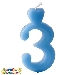 3-as kék szám gyertya, 10 db. - Lumea