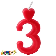 3-as piros szám gyertya, 10 db. - Lumea