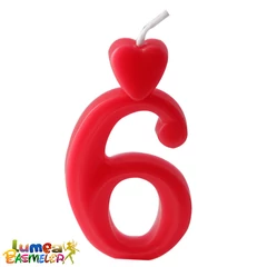 6-os piros szám gyertya, 10 db. - Lumea