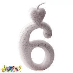 6-os ezüst szám gyertya - Lumea