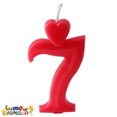 7-es piros szám gyertya, 10 db. - Lumea