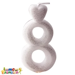 8-as ezüst szám gyertya, 10 db. - Lumea