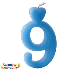 9-es kék szám gyertya, 10 db. - Lumea