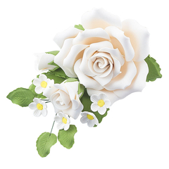 Fehér nagy rózsa csokor cukormasszából - Lumea