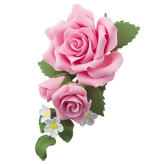 Rózsaszín nagy rózsa csokor cukormasszából - Lumea