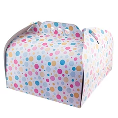 Pöttyös tortadoboz szett, 2.5kg-os tortákig, 28cm x 28cm x 16cm, 5 darab - Lumea