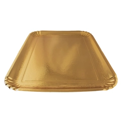 Arany színű téglalap alakú tortatálca karton, 7E - 27cm x 35cm, 5 darab - Lumea