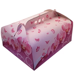 Orhidea mintás tortadoboz szett, 5kg-os tortákig, 26.4cm x 34.7cm x 16cm, 5 darab - Lumea