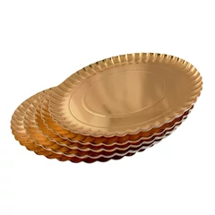 Arany színű kerek tortatálca karton, 28cm, 5 darab - Lumea