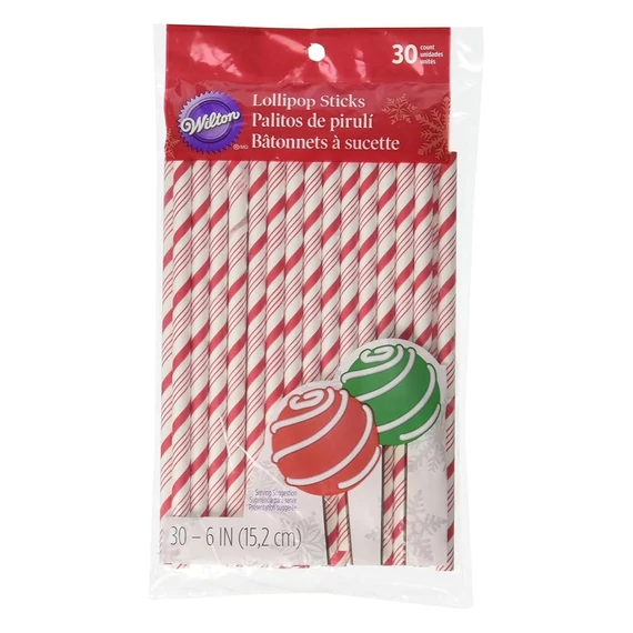 Piros-Fehér szívószál/nyalóka pálcika, 30 db. - Wilton