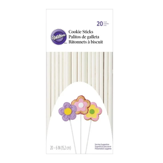 Fehér karton pálcikák Nyalókákhoz, 20 db. - Wilton