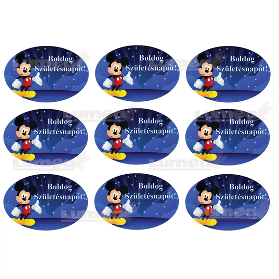 "Boldog születésnapot" Mickey táblácskák tortaostya - Lumea