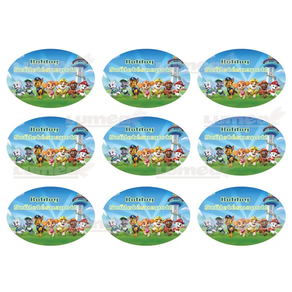 "Boldog születésnapot" Paw Patrol táblácskák tortaostya - Lumea