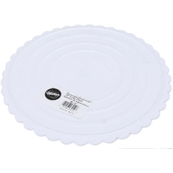 Csipkézett, fehér, kerek torta tányér, 25 cm - Wilton