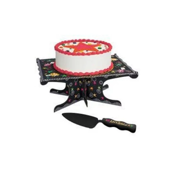 Fekete tortaállvány "Aged for Perfection" és spatula - Wilton