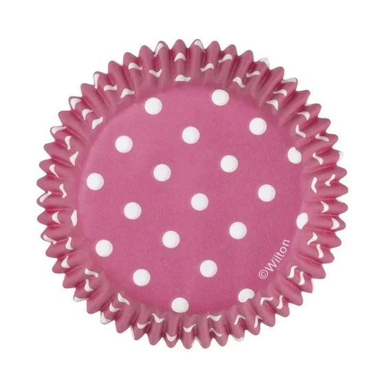 Lila muffin papr fehér körökkel 75 db. - Wilton