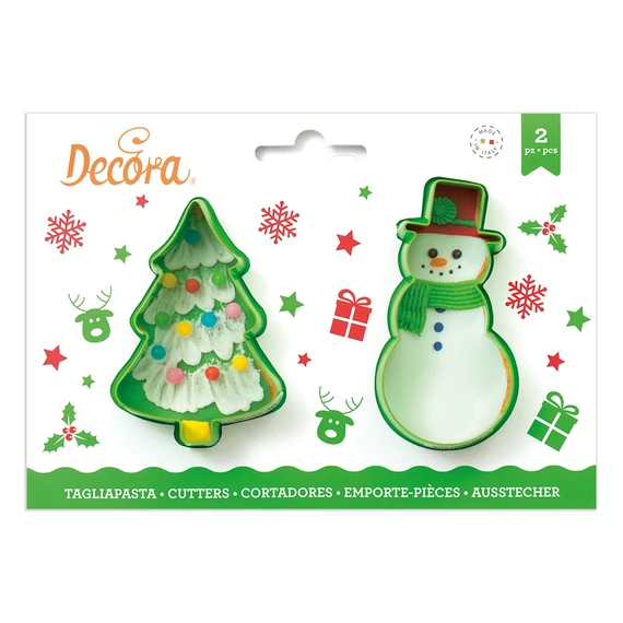 Fenyőfa és Hóember kiszúró szett, 2 db - Decora