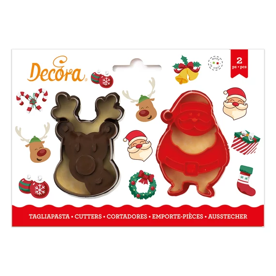 Rénszarvas és Télapó kiszúró szett, 2 db - Decora