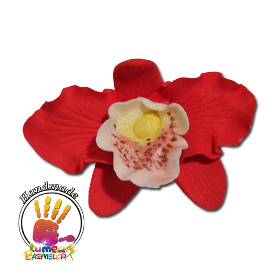 Piros Orchidea Cattleya szett cukromasszából, 16 db. - Lumea