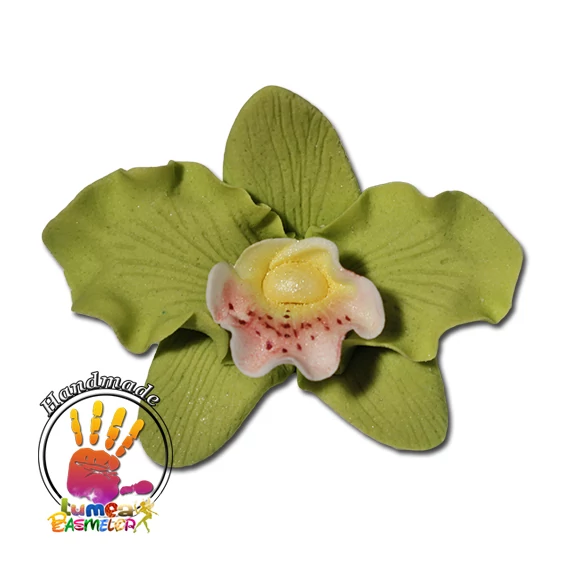 Zöld Orchidea Cattleya cukormasszából, 16 db. - Lumea