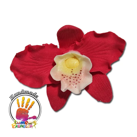 Bordó Orchidea Cattleya szett cukormasszából, 16 db. - Lumea