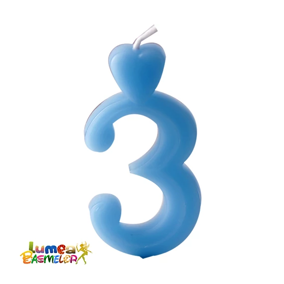 3-as kék szám gyertya, 10 db. - Lumea