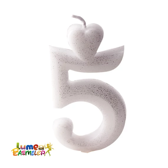 5-ös ezüst szám gyertya - Lumea
