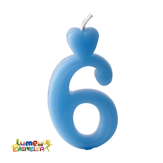 6-os kék szám gyertya, 10 db. - Lumea