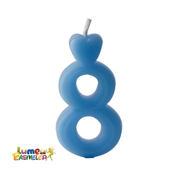 8-as kék szám gyertya, 10 db. - Lumea