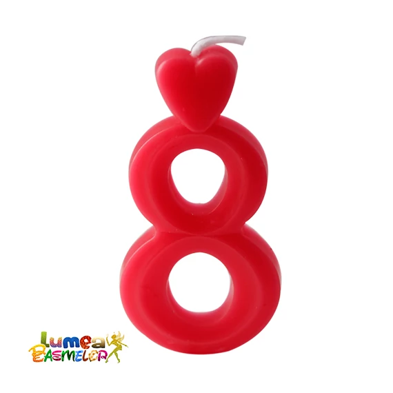 8-as piros szám gyertya, 10 db. - Lumea