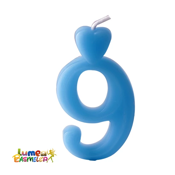 9-es kék szám gyertya, 10 db. - Lumea